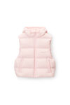 Alexander Wang light pink cropped hooded puffer vest with reflective logo