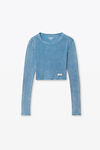 Alexander Wang washed blue 罗纹棉短款长袖 t 恤