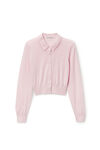 Alexander Wang light pink 美利奴羊毛高频堆叠徽标装饰开衫