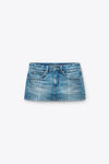 Alexander Wang vintage marbled blue foldline denim skort