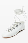 Alexander Wang optic white vyolette lace-up flat in leather