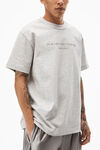 alexander wang puff logo short sleeve tee in compact jersey light heather grey