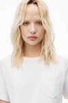 alexander wang crop tee in high twist jersey  white
