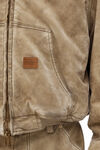 Alexander Wang weathered tan 做旧植绒连帽工装夹克
