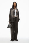 Alexander Wang black/ cream punch small tote bag in brushed-effect leather