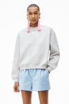 alexander wang puff logo sweatshirt in structured terry light heather grey