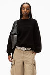 alexander wang pullover sweater in ribbed chenille black