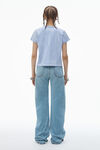 Alexander Wang washed pale blue 徽标装饰棉质平纹针织布紧身 t 恤