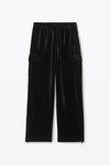 alexander wang cargo track pant in plush velvet black