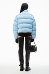 Alexander Wang oxford blue cropped puffer coat with reflective logo