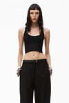 Alexander Wang black 徽标弹力低圆领胸衣式上衣