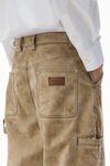 Alexander Wang weathered tan rounded carpenter jeans with weathered flocking