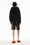 alexander wang puff logo hoodie in structured terry black