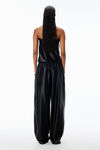 Alexander Wang black ribbed short-sleeve dress in satin faille