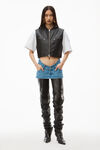 alexander wang tailored short vest in moto leather black