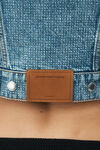 Alexander Wang vintage light indigo 透明烫钻装饰短款牛仔机车夹克