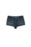 Alexander Wang black crackle indigo 棉质牛仔布透明水晶烫钻机车超短裤