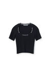 LOGO JACQUARD SHORT-SLEEVE TEE IN STRETCH KNIT