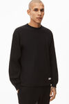 alexander wang unisex long sleeve in cotton waffle thermal  black