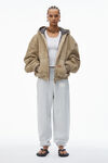 Alexander Wang light heather grey puff logo sweatpant in structured terry