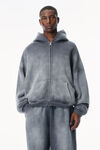 Alexander Wang washed chalk 水晶烫钻拉链连帽衫