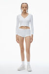 Alexander Wang white crystal hotfix long-sleeve cardigan in waffle knit