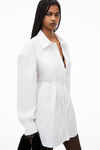 alexander wang tie waist shirt dress in cotton white