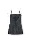 Alexander Wang charcoal 水晶烫钻装饰羊毛斜纹布方领迷你连衣裙