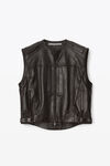 alexander wang oversized moto vest in buttery leather black