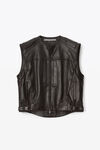 alexander wang oversized moto vest in buttery leather black