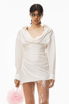 alexander wang cowl neck shirt in washed silk habotai ivory