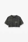 alexander wang crop tee in acid wash jersey   acid black