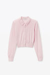 Alexander Wang light pink 美利奴羊毛高频堆叠徽标装饰开衫