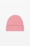 alexander wang logo beanie in soft stretch wool prism pink