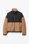 alexander wang 双面长摇粒绒尼龙拼接背心 camel/black