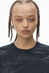 Alexander Wang washed black 做旧徽标装饰棉质平纹针织布紧身 t 恤
