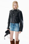 Alexander Wang vintage marbled blue foldline denim skort