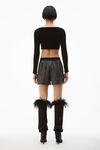 alexander wang crystal stripe boxer short in silk black