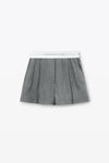 Alexander Wang light heather grey high-waist pleated short with logo elastic
