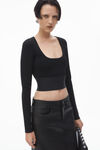 Alexander Wang black long-sleeve cropped top with logo elastic