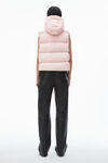 Alexander Wang light pink cropped hooded puffer vest with reflective logo