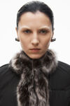 Alexander Wang black cardigan puffer with fur trim