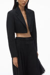 Alexander Wang black cropped tuxedo blazer in wool tailoring