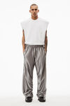 alexander wang track pants in satin faille jersey earl grey