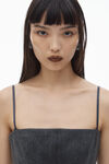Alexander Wang charcoal 水晶烫钻装饰羊毛斜纹布方领迷你连衣裙