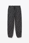 alexander wang logo print jogger in denim grey aged/white