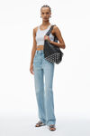 alexander wang fly high-rise stacked jean in denim vintage faded indigo