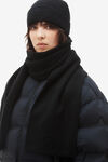 alexander wang logo scarf in soft stretch wool black
