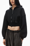 Alexander Wang faded black 棉质短款拉链连帽衫