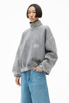 alexander wang high neck pullover in dense fleece acid grey